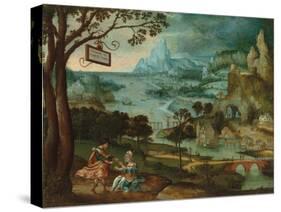 A Panoramic River Landscape with Judah and Tamar-Lucas Gassel-Stretched Canvas