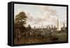 A Panoramic View of Amsterdam with a Barge and Smallships on the Buiten-Amstel-Abraham Storck-Framed Stretched Canvas