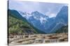 A Panoramic View of Cascading Waterfalls and Mountain Backdrop-Andreas Brandl-Stretched Canvas