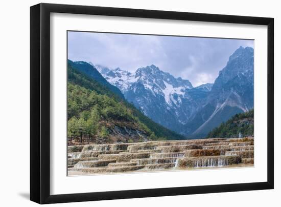 A Panoramic View of Cascading Waterfalls and Mountain Backdrop-Andreas Brandl-Framed Photographic Print