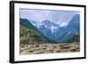 A Panoramic View of Cascading Waterfalls and Mountain Backdrop-Andreas Brandl-Framed Photographic Print