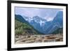 A Panoramic View of Cascading Waterfalls and Mountain Backdrop-Andreas Brandl-Framed Photographic Print