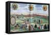 A Panoramic View of Nuremberg, with Figures in Local Dress in the Foreground, C.1575-null-Framed Stretched Canvas