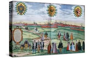 A Panoramic View of Nuremberg, with Figures in Local Dress in the Foreground, C.1575-null-Stretched Canvas