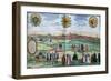 A Panoramic View of Nuremberg, with Figures in Local Dress in the Foreground, C.1575-null-Framed Giclee Print