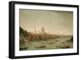 A Panoramic View of the City of London from the Thames Near the Water Gate of Somerset House-Antonio Joli-Framed Giclee Print