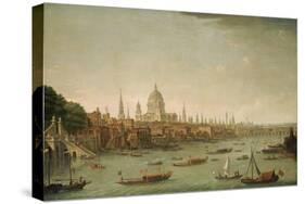 A Panoramic View of the City of London from the Thames Near the Water Gate of Somerset House-Antonio Joli-Stretched Canvas