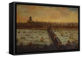 A Panoramic View of the River Thames and the City of London Taken from the-English School-Framed Stretched Canvas