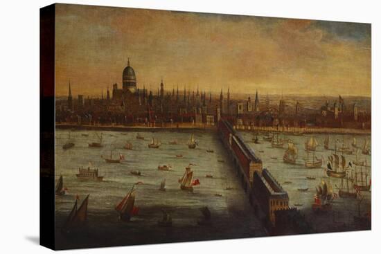 A Panoramic View of the River Thames and the City of London Taken from the-English School-Stretched Canvas
