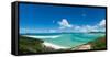 A panoramic view of the world-famous Whitehaven Beach on Whitsunday Island, Queensland, Australia-Logan Brown-Framed Stretched Canvas