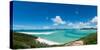 A panoramic view of the world-famous Whitehaven Beach on Whitsunday Island, Queensland, Australia-Logan Brown-Stretched Canvas