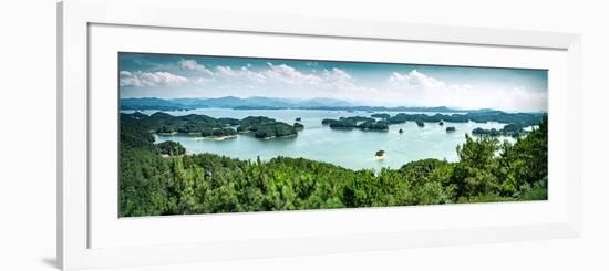 A panoramic view on the islands of Qiandaohu (Thousand Islands) Lake, Chunan, Zhejiang, China, Asia-Andreas Brandl-Framed Photographic Print