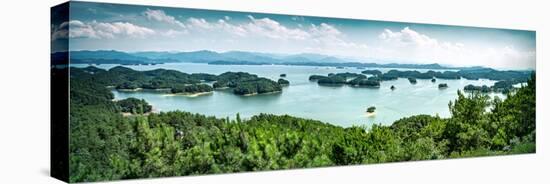 A panoramic view on the islands of Qiandaohu (Thousand Islands) Lake, Chunan, Zhejiang, China, Asia-Andreas Brandl-Stretched Canvas
