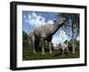 A Paraceratherium Mother Grazes on Leaves and Twigs of a Poplar Tree-Stocktrek Images-Framed Photographic Print
