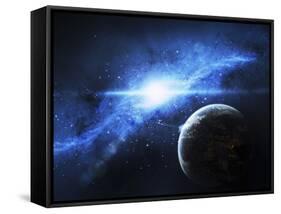 A Paradise World with a Huge City Looks Out on a Beautiful Nebula-Stocktrek Images-Framed Stretched Canvas