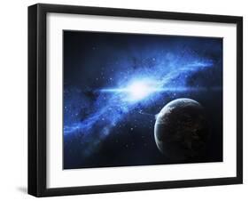 A Paradise World with a Huge City Looks Out on a Beautiful Nebula-Stocktrek Images-Framed Photographic Print