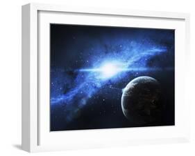 A Paradise World with a Huge City Looks Out on a Beautiful Nebula-Stocktrek Images-Framed Photographic Print