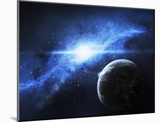 A Paradise World with a Huge City Looks Out on a Beautiful Nebula-Stocktrek Images-Mounted Photographic Print