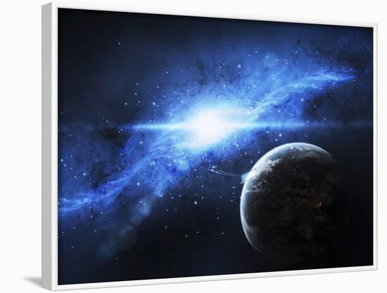 A Paradise World with a Huge City Looks Out on a Beautiful Nebula-Stocktrek Images-Framed Photographic Print