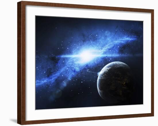 A Paradise World with a Huge City Looks Out on a Beautiful Nebula-Stocktrek Images-Framed Photographic Print