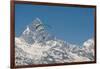 A Paraglider Hangs in Air with Dramatic Peak of Machapuchare (Fishtail Mountain) in Distance-Alex Treadway-Framed Photographic Print