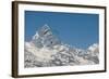 A Paraglider Hangs in Air with Dramatic Peak of Machapuchare (Fishtail Mountain) in Distance-Alex Treadway-Framed Photographic Print