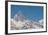 A Paraglider Hangs in Air with Dramatic Peak of Machapuchare (Fishtail Mountain) in Distance-Alex Treadway-Framed Photographic Print