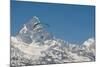 A Paraglider Hangs in Air with Dramatic Peak of Machapuchare (Fishtail Mountain) in Distance-Alex Treadway-Mounted Photographic Print