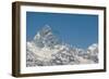 A Paraglider Hangs in Air with Dramatic Peak of Machapuchare (Fishtail Mountain) in Distance-Alex Treadway-Framed Photographic Print