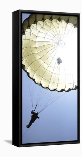 A Paratrooper Descends onto the Drop Zone-null-Framed Stretched Canvas