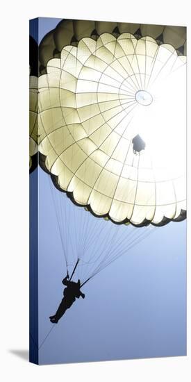 A Paratrooper Descends onto the Drop Zone-null-Stretched Canvas