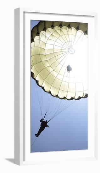 A Paratrooper Descends onto the Drop Zone-null-Framed Photographic Print