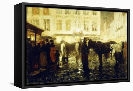 A Paris Street, Evening-Victor Gilsoul-Framed Stretched Canvas