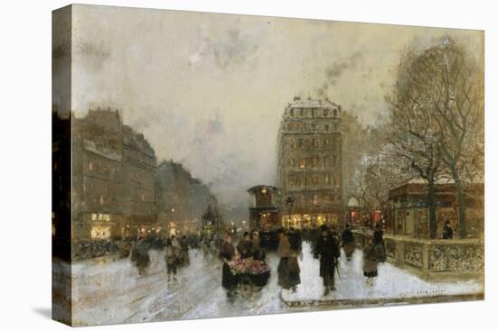 A Paris Street Scene in Winter-Luigi Loir-Stretched Canvas