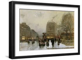 A Paris Street Scene in Winter-Luigi Loir-Framed Giclee Print