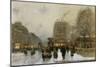 A Paris Street Scene in Winter-Luigi Loir-Mounted Giclee Print