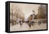 A Paris Street Scene-Eugene Galien-Laloue-Framed Stretched Canvas