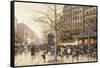 A Paris Street Scene-Eugene Galien-Laloue-Framed Stretched Canvas