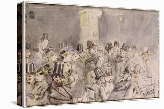 A Parisian Boulevard, 1880 (W/C on Paper)-Jean Louis Forain-Stretched Canvas