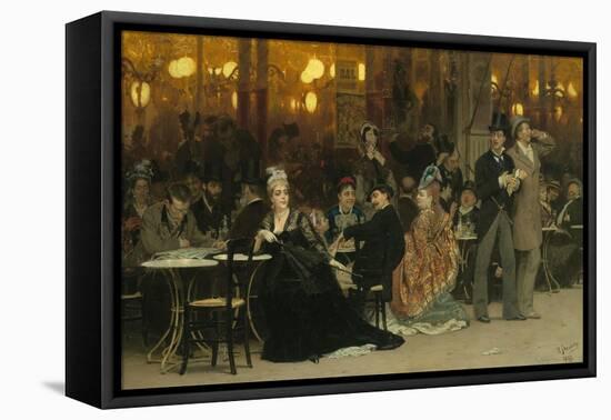 A Parisian Cafe, 1875-Ilya Efimovich Repin-Framed Stretched Canvas