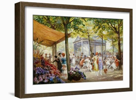 A Parisian Flower Market-Eugene Auguste Francois Deully-Framed Giclee Print