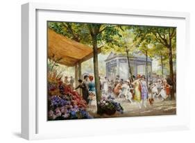 A Parisian Flower Market-Eugene Auguste Francois Deully-Framed Giclee Print