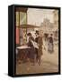 A Parisian Street Scene-Francesco Miralles Galaup-Framed Stretched Canvas