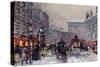 A Parisian Winter Scene-Eugene Galien-Laloue-Stretched Canvas