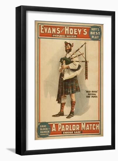 A parlor Match "Old Hoss" Scottish Bagpiper Poster-Lantern Press-Framed Art Print