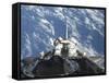 A Partial View of Space Shuttle Atlantis Backdropped by a Blue and White Earth-null-Framed Stretched Canvas