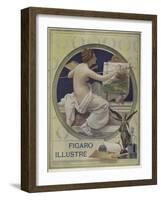 A Partially-Nude Woman Painting at an Easel-Francois Flameng-Framed Giclee Print