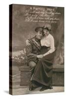 A Parting Word, Romantic Postcard Featuring a Soldier and His Sweetheart-null-Stretched Canvas