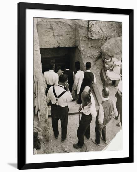 A party going down the steps to the tomb of Tutankhamun, Valley of the Kings, Egypt, 1923-Harry Burton-Framed Photographic Print