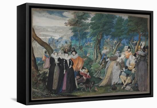 A party in the Open Air. Allegory on Conjugal Love, c. 1590-1595-Isaac Oliver-Framed Stretched Canvas
